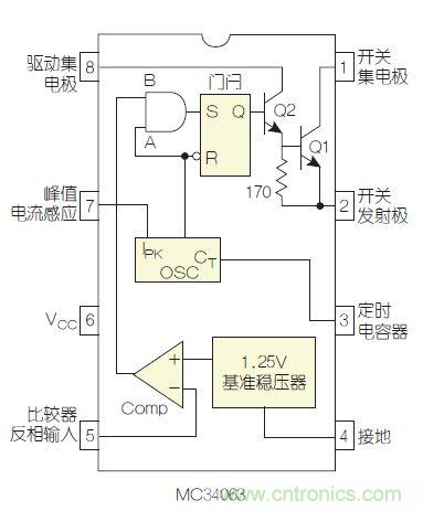 圖2：MC34063是該電路核心。