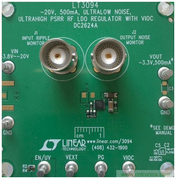 負線性穩(wěn)壓器在1MHz下具有0.8&mu;V RMS噪聲和74dB電源抑制比